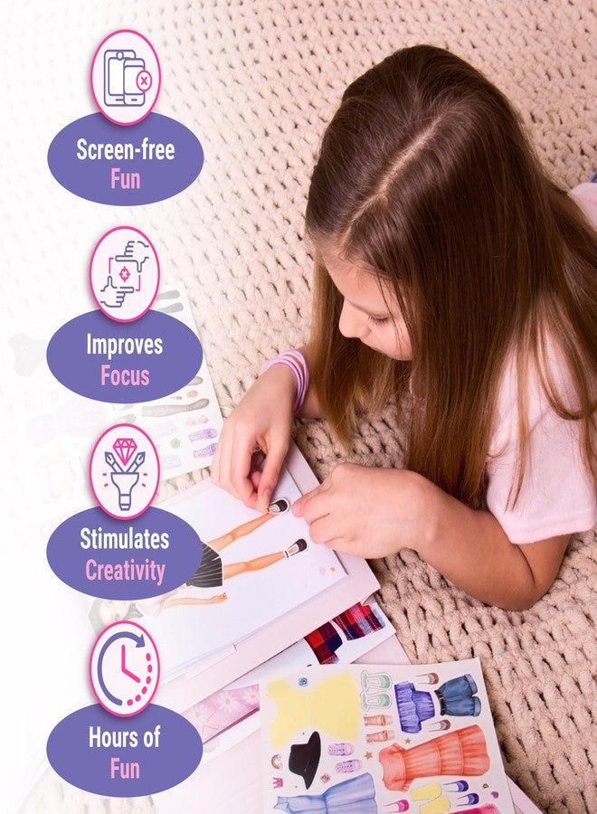 BSCOOL Fashion Studio Dress Up, Drawing, Coloring. Little Designer Creativity Book for Kids 4 and Up with Stickers, Stencils, Textures - Creative Fashion Design Sketchbook for Girls. Christmas Gift - Image 3